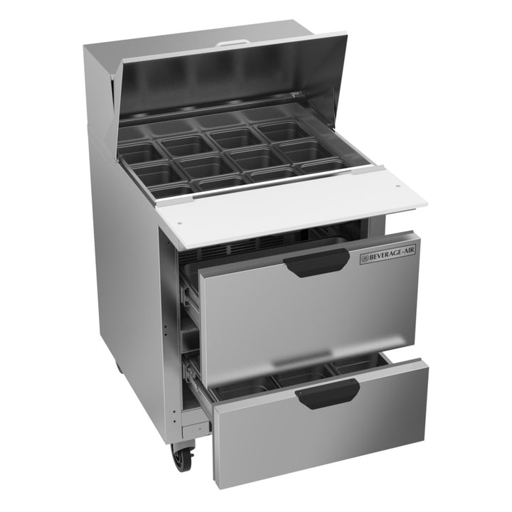 Beverage-Air SPED27HC-12M-B Elite Series 27" Two Drawer Mega Top Refrigerated Sandwich Prep Table