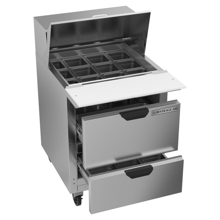 Beverage-Air SPED27HC-12M Elite Series 27" Two Drawer Mega Top Refrigerated Sandwich Prep Table