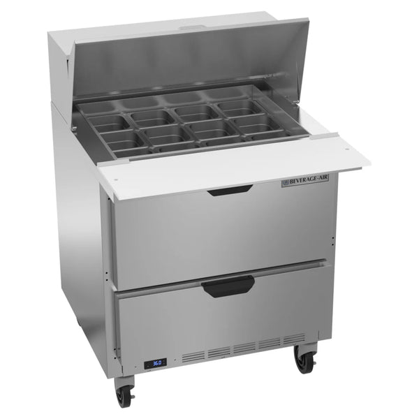 Beverage-Air SPED32HC-12M-2 Elite Series 32" Two Drawer Mega Top Refrigerated Sandwich Prep Table