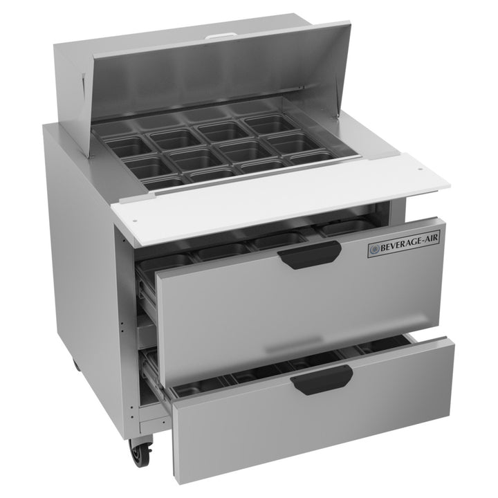 Beverage-Air SPED36HC-12M-2 36" Two Drawer Mega Top Refrigerated Sandwich Prep Table