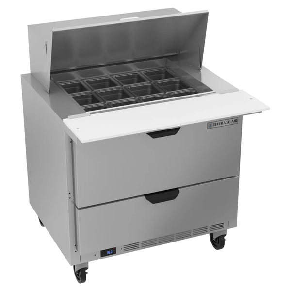 Beverage-Air SPED36HC-12M-2 36" Two Drawer Mega Top Refrigerated Sandwich Prep Table