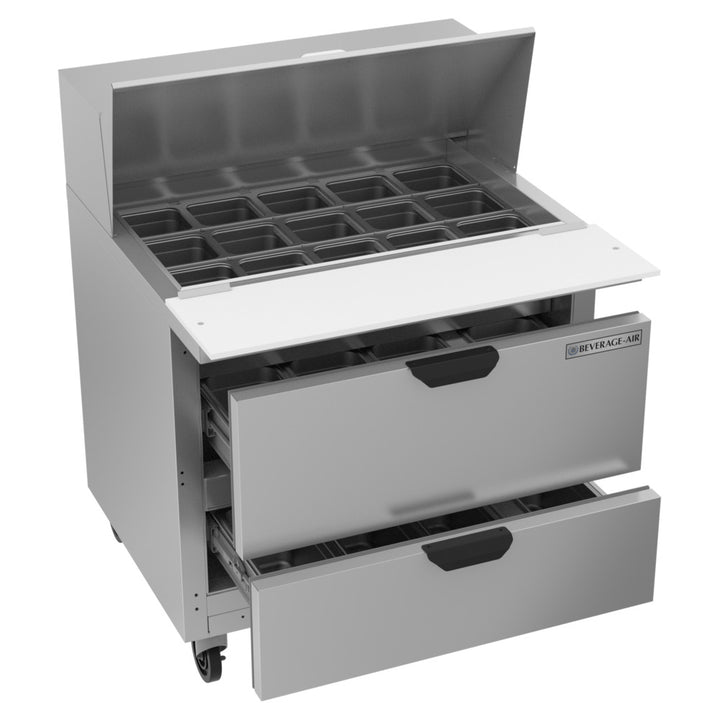 Beverage-Air SPED36HC-15M-2 36" Two Drawer Mega Top Refrigerated Sandwich Prep Table