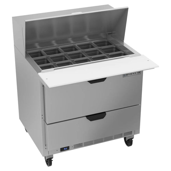 Beverage-Air SPED36HC-15M-2 36" Two Drawer Mega Top Refrigerated Sandwich Prep Table