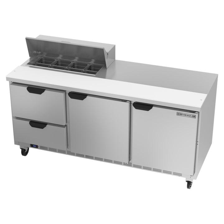 Beverage-Air SPED72HC-08-2 72" 2 Door 2 Drawer Refrigerated Sandwich Prep Table