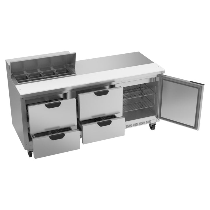 Beverage-Air SPED72HC-08-4 72" 1 Door 4 Drawer Refrigerated Sandwich Prep Table