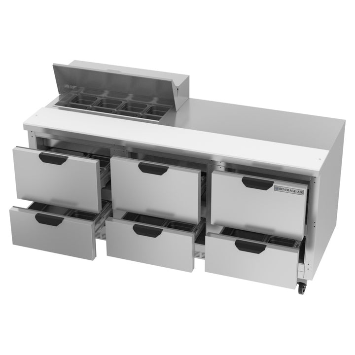 Beverage-Air SPED72HC-08-6 Elite Series 72" 6 Drawer Refrigerated Sandwich Prep Table