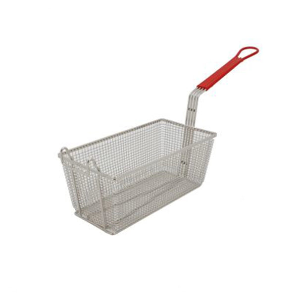 CAC China SPFB-4 6-5/8" Nickel-Plated Fry Basket With Red Handle, Case of 6 Pcs