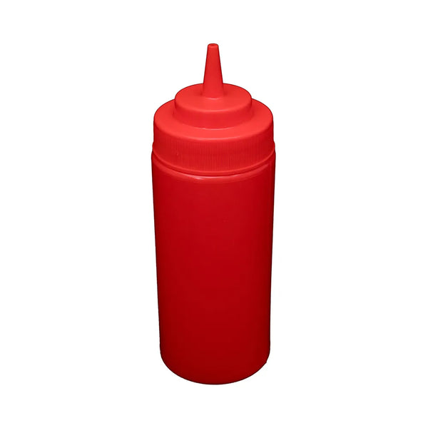 CAC China SQBT-W-16R Squeeze Bottle Wide-Mouth Red 16 Oz PKT of 8 Pcs