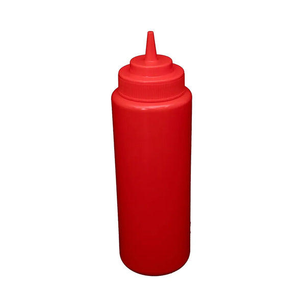 CAC China SQBT-W-32R Squeeze Bottle Wide-Mouth Red 32oz PKT of 6 Pcs