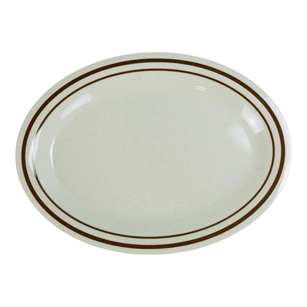 Yanco SS-209 7.25" Tan Melamine Sesame Oval Dinner Platter, Pack of 24