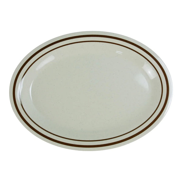 Yanco SS-211 8" Tan Melamine Sesame Oval Platter, Pack of 24