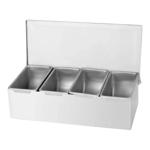 Thunder Group SSCD004 12" x 5-7/8" x 3-1/2", 4 Compartment Condiment (Open Bottom)