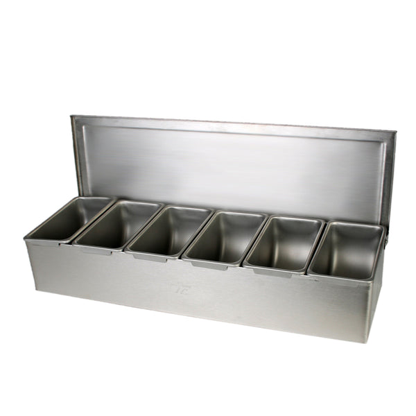 Thunder Group SSCD006 18" x 5-7/8" x 3-1/2", 6 Compartment Condiment (Open Bottom)