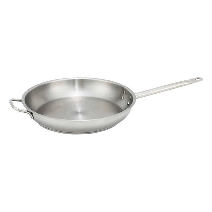 Winco SSFP-14 Stainless Steel Fry Pan with Helper Handle, 14"