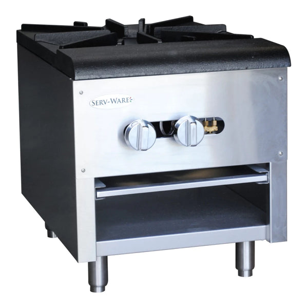 Serv-Ware SSSP-1 18” Dual Ring Cast Iron Stock Pot with 1 Burner and 1 Open Front Cabinet, Natural Gas, 110,000 BTU