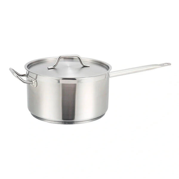 Winco SSSP-10 Stainless Steel Sauce Pan with Cover and Helper Handle, 10 Qt