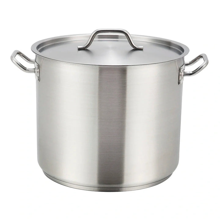 Winco SST-80 80qt Stainless Steel Stock Pot with Cover