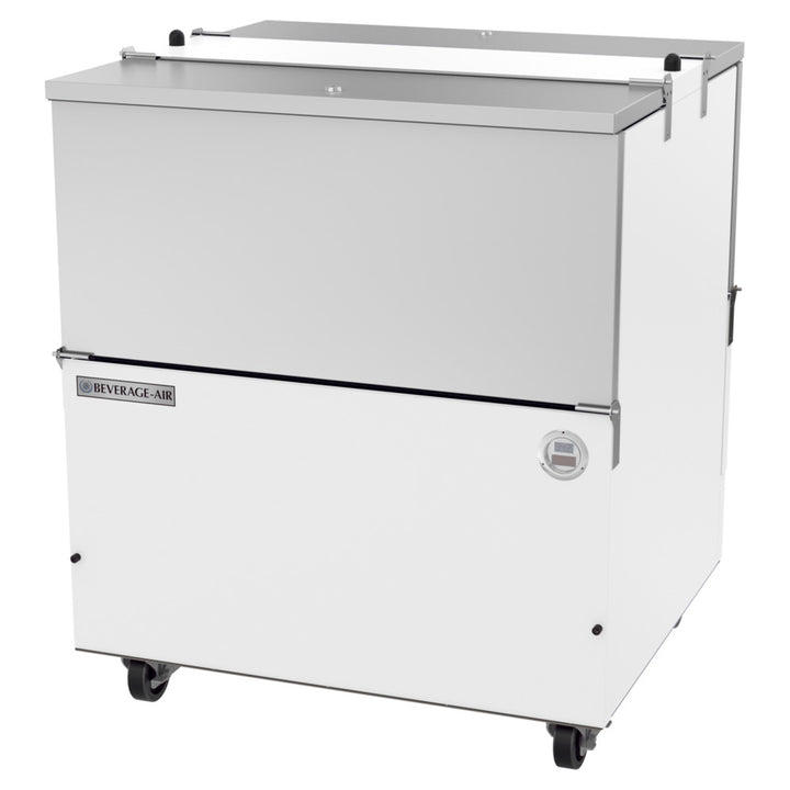 Beverage-Air ST34HC-W-02 34" Two Sided Cold Wall Milk Cooler with Stainless Steel Interior White