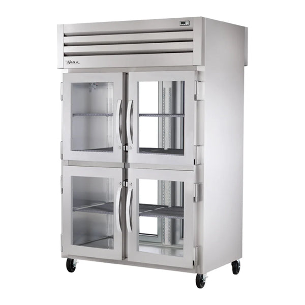 True STA2RPT-4HG-2G-HC Spec Series 52 5/8" Glass Front Half Door / Glass Back Full Door Pass-Through Refrigerator