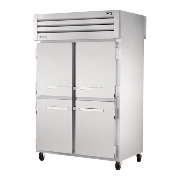 True STA2RPT-4HS-2G-HC Spec Series 52 5/8" Solid Front Half Door / Glass Back Full Door Pass-Through Refrigerator