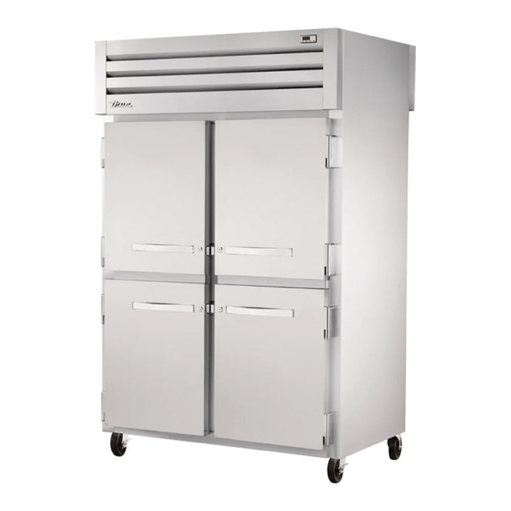 True STA2RPT-4HS-2G-HC Spec Series 52 5/8" Solid Front Half Door / Glass Back Full Door Pass-Through Refrigerator