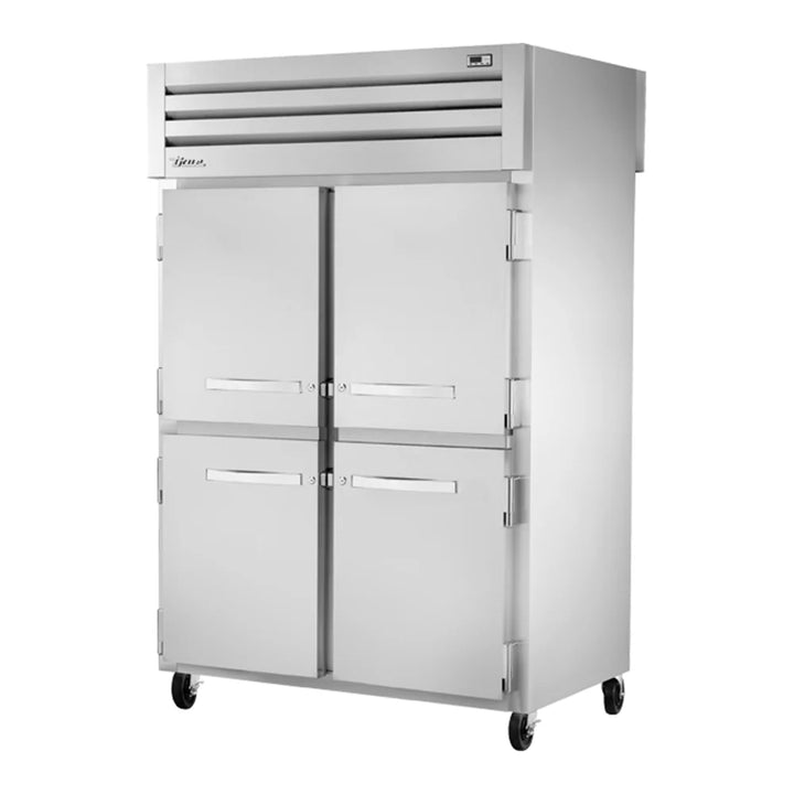 True STA2RPT-4HS-2S-HC Spec Series 52 5/8" Solid Front Half Door / Solid Back Full Door Pass-Through Refrigerator