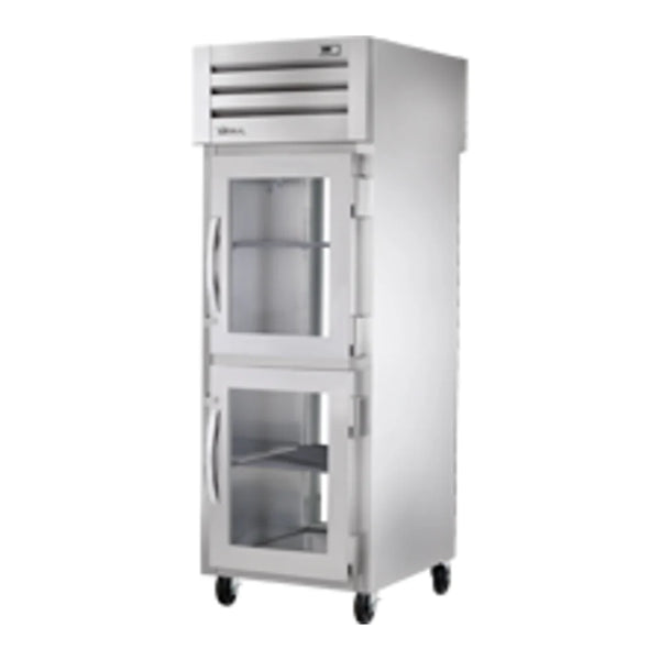 True STR1RPT-2HG-1G-HC Spec Series 27 1/2" Glass Front Half Door / Glass Back Full Door Stainless Steel Pass-Through Refrigerator