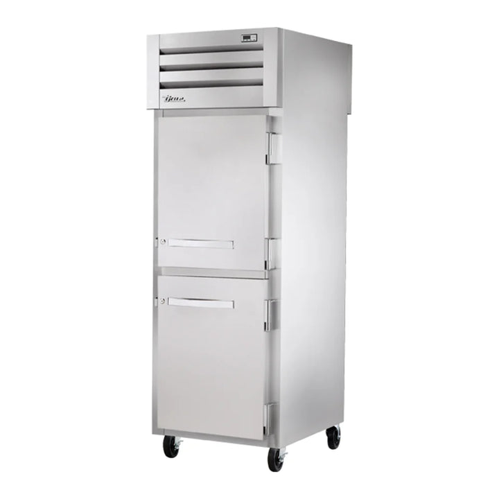 True STR1RPT-2HS-1S-HC Spec Series 27 1/2" Solid Front Half Door / Solid Back Full Door Stainless Steel Pass-Through Refrigerator