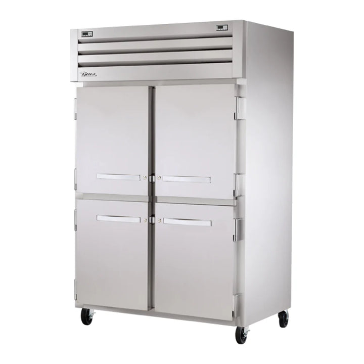 True STR2DT-4HS Spec Series 52 5/8" Stainless Steel 2 Section Dual Temperature Reach-In Combination Refrigerator / Freezer