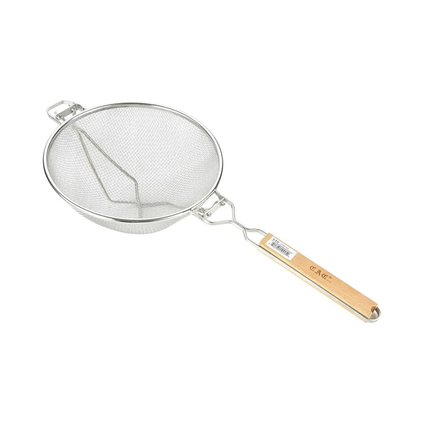 CAC China STRH-10D Strainer Mesh SS Reinforced Double W/ Wood Hdl 10-1/4"Dia Case of 12 Pcs