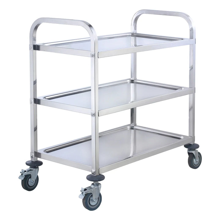 Winco SUC-40 Stainless Steel 3 Tiers Utility Trolley, 33.5"x18"x35.5"