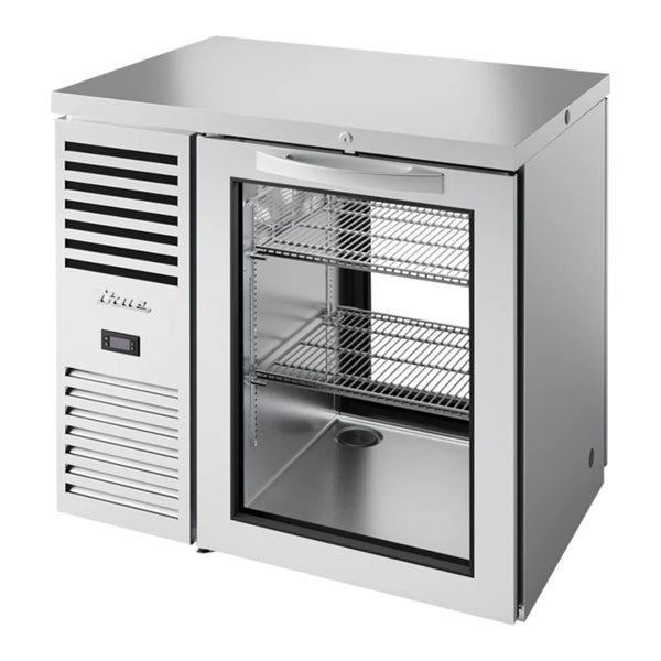 True TBR36-PTSZ1-L-S-G-G-1 36" Stainless Steel Glass Door Pass-Through Back Bar Refrigerator