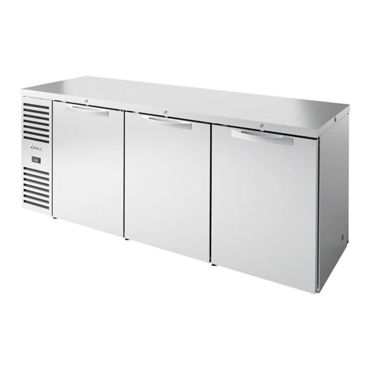 True TBR84-PTSZ1-L-S-SSS-SSS-1 84" Stainless Steel Solid Door Pass-Through Back Bar Refrigerator