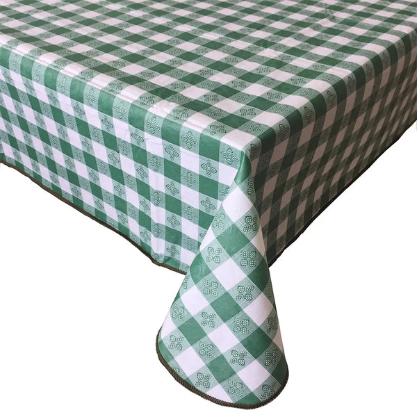 CAC China TCVG-52G Green Vinyl Table Cover with Flannel Back, 52x52"