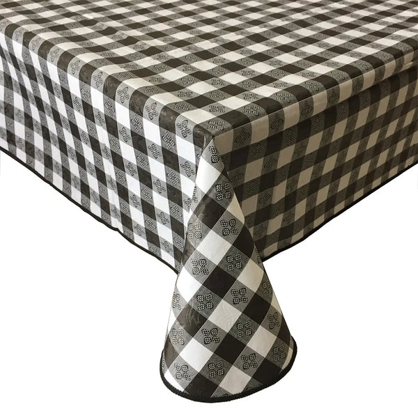 CAC China TCVG-52K Black Vinyl Table Cover with Flannel Back, 52x52"