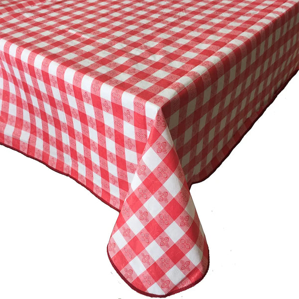 CAC China TCVG-52R Red Vinyl Table Cover with Flannel Back, 52x52"