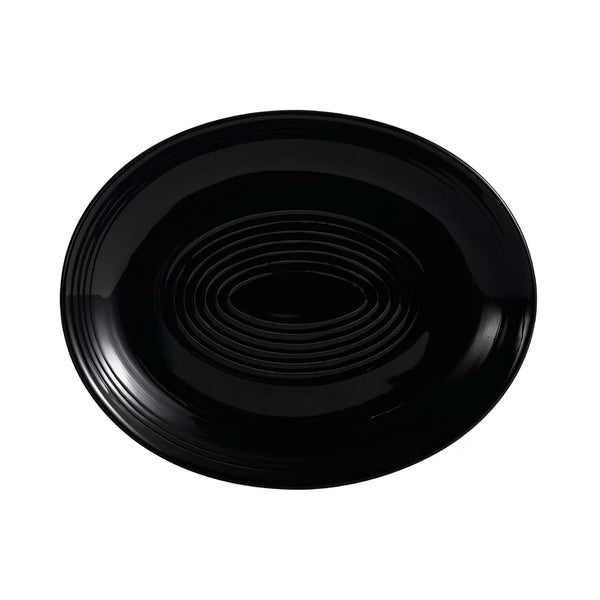 CAC China TG-14C-BLK Coupe Oval Platter Black 12 3/4" Case of 12 Pcs