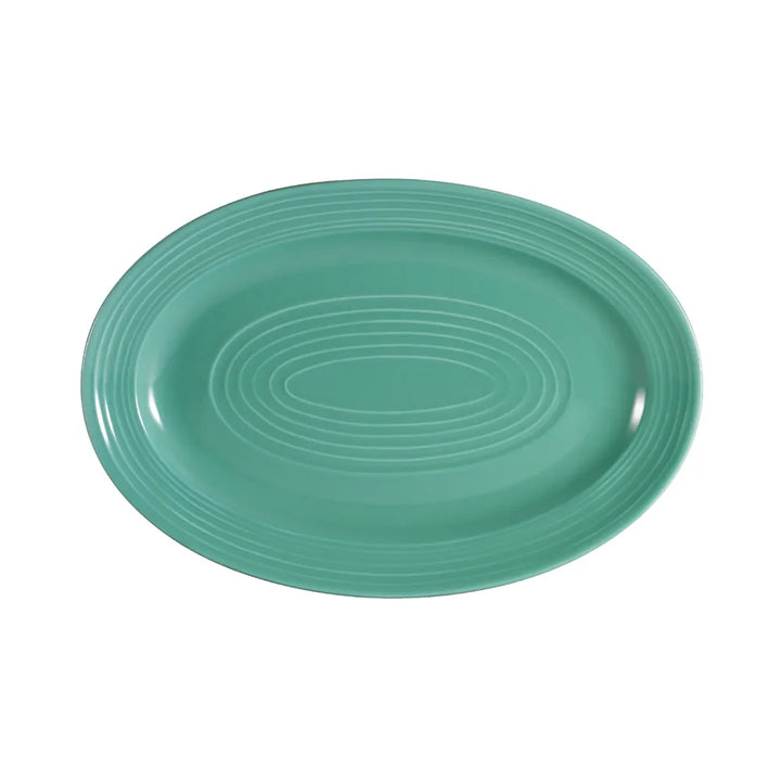 CAC China TG-51-G Oval Platter Green 15 3/4" Case of 12 Pcs