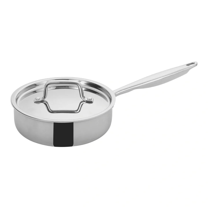 Winco TGET-2 Triply Stainless Steel Saute Pan with Cover, 2 Qt