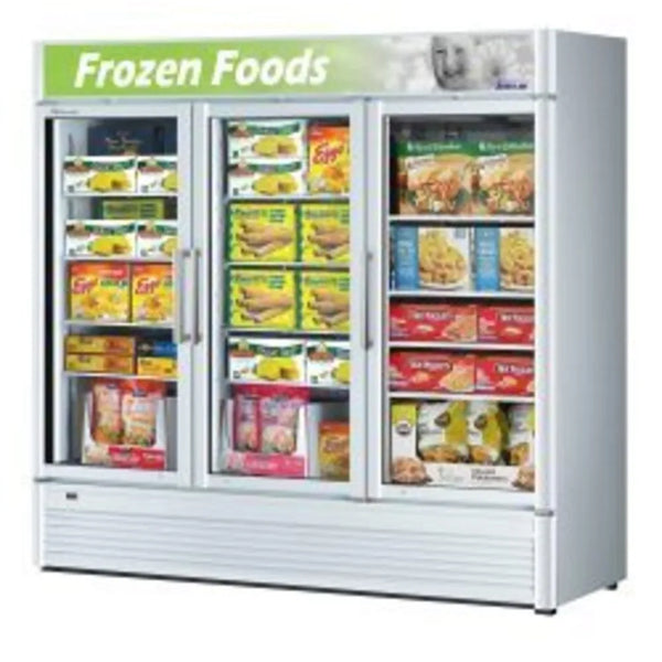 Turbo Air TGF-72SDH*-N 78" 3 Section Super Deluxe Glass Door Freezer, 62.2 cu. Ft., 115/60/1