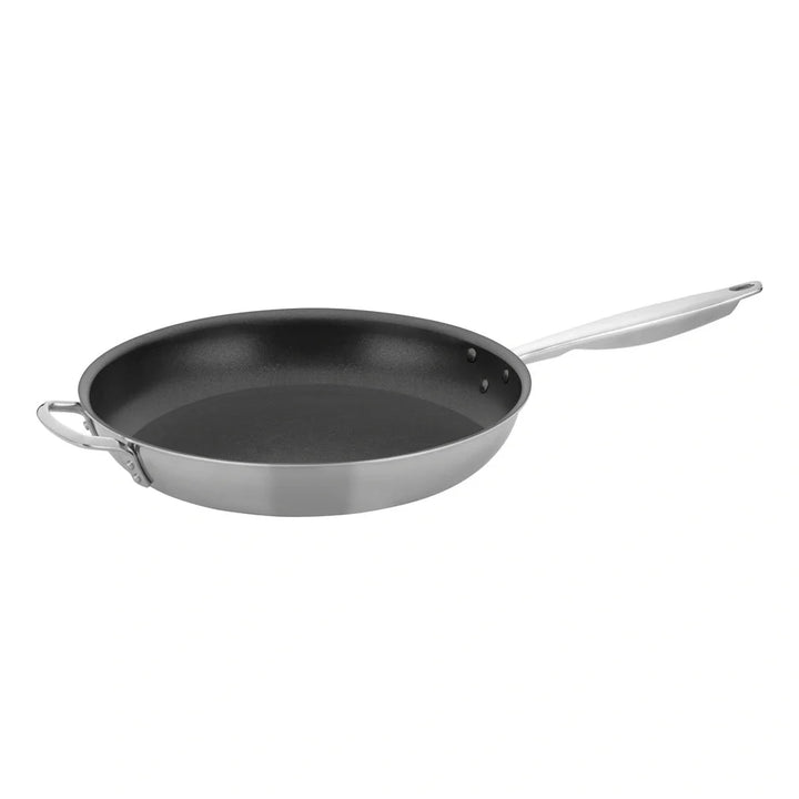 Winco TGFP-14NS Triply Stainless Steel Non-stick Fry Pan with Helper Handle, 4"