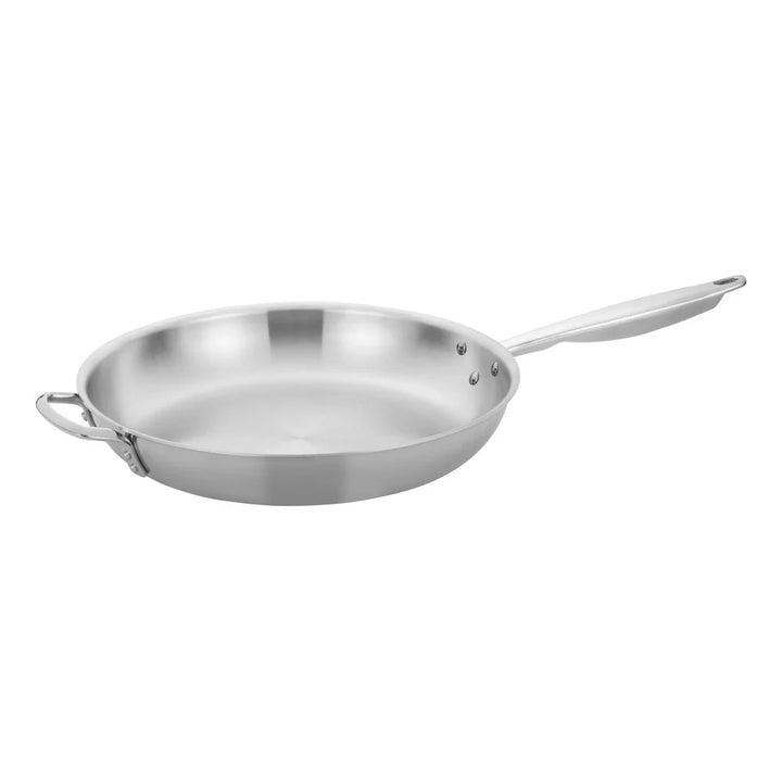 Winco TGFP-14 Triply Stainless Steel Fry Pan with Helper Handle, 14"