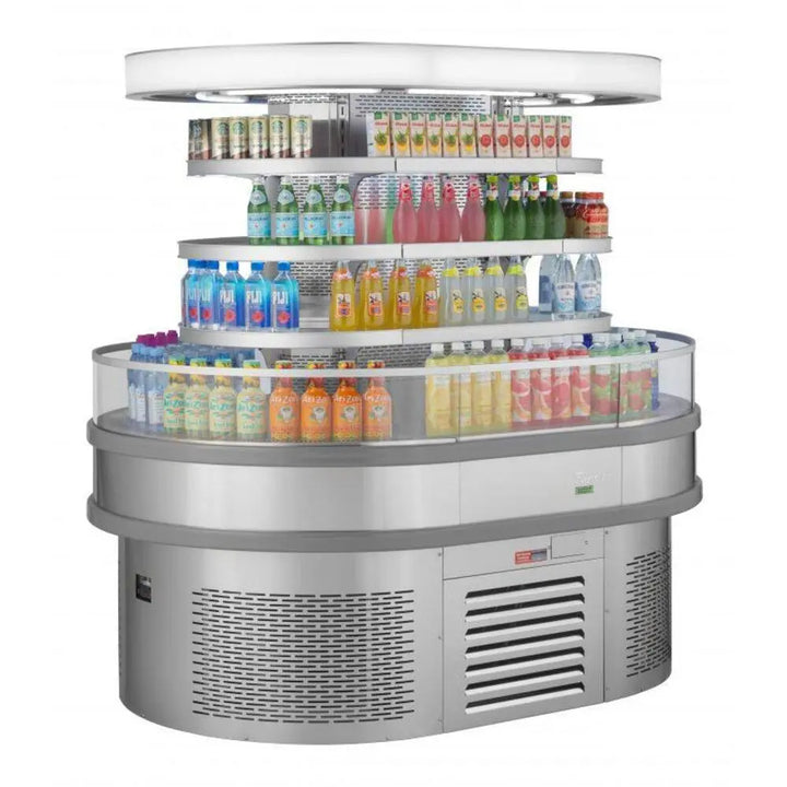 Turbo Air TIOM-20RSRS-N 48" lsland Display Self-Serve Refrigerated Merchandiser, 19.2 cu. ft., 220/60/1 - Stainless steel