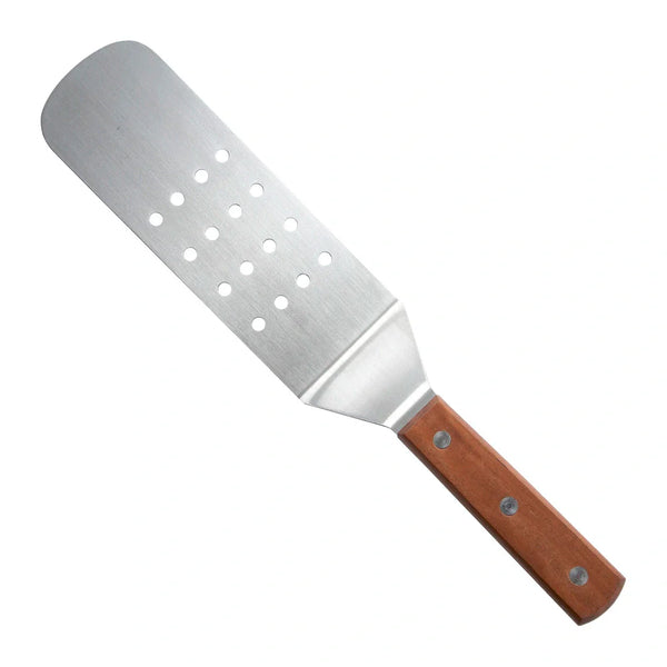 Winco TN409 Perforated Flexible Turner, Offset, Wooden Handle, 7-7/8" x 2-7/8" Blade