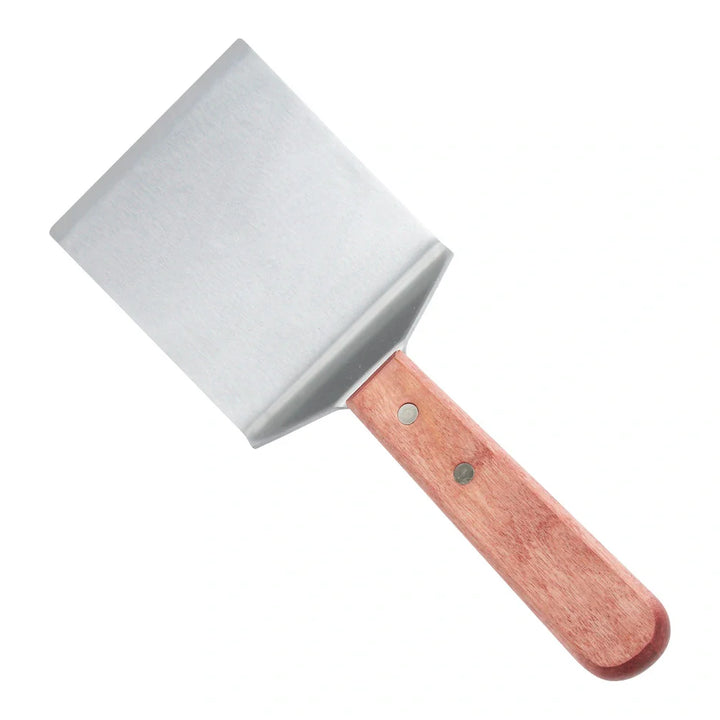 Winco TN46 Steak/Burger Turner, Offset, Wooden Handle, 4" x 3-3/4" Blade