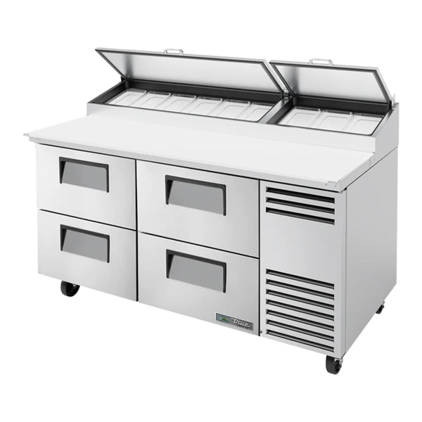 True TPP-AT-67D-4-HC 67 3/8" Refrigerated Pizza Prep Table with Four Drawers