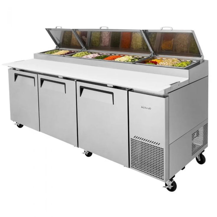 Turbo Air TPR-93SD-N 93" 3 Section Super Deluxe Pizza Prep Table, 31 cu. Ft., 115/60/1