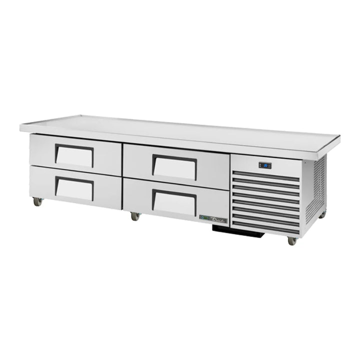 True TRCB-79-86-HC 86 1/4" Refrigerated Chef Base with 4 Drawers with 3 5/8" Overhang