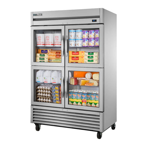 True TS-49G-4-HC-FGD01 Stainless Steel and Aluminum Two Section Reach-in Refrigerator with Dutch Half Doors ,Silver, 115v/1ph