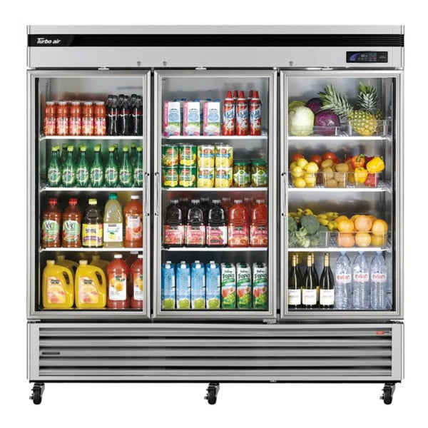 Turbo Air TSR-72GSD-N 82" 3 Section Super Deluxe Reach-in Bottom Mount Refrigerator, 67.02 cu. ft., 115/60/1